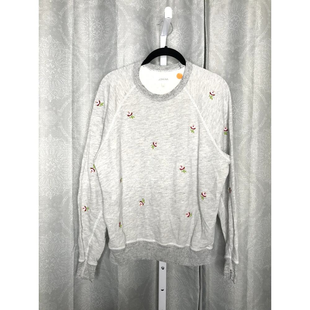 The Great. floral embroidery the college sweatshirt gray